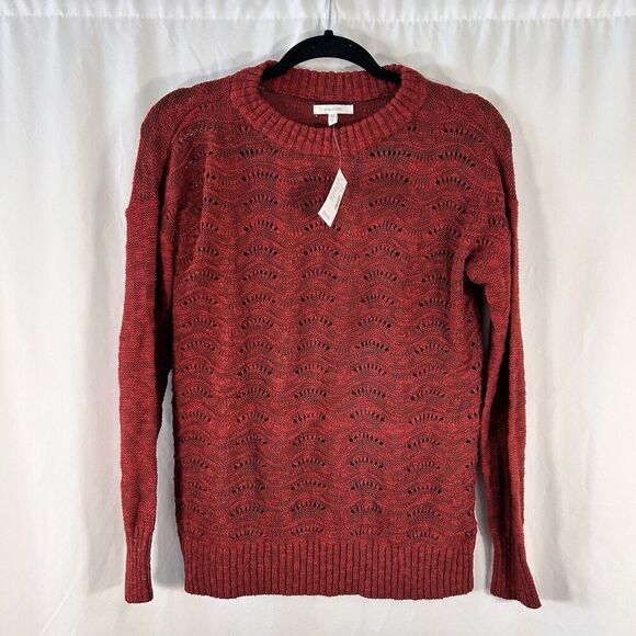 New Maurices Sweater Small Solid Red Knit Long Sleeve Crew Neck 100% Cotton - Picture 1 of 8